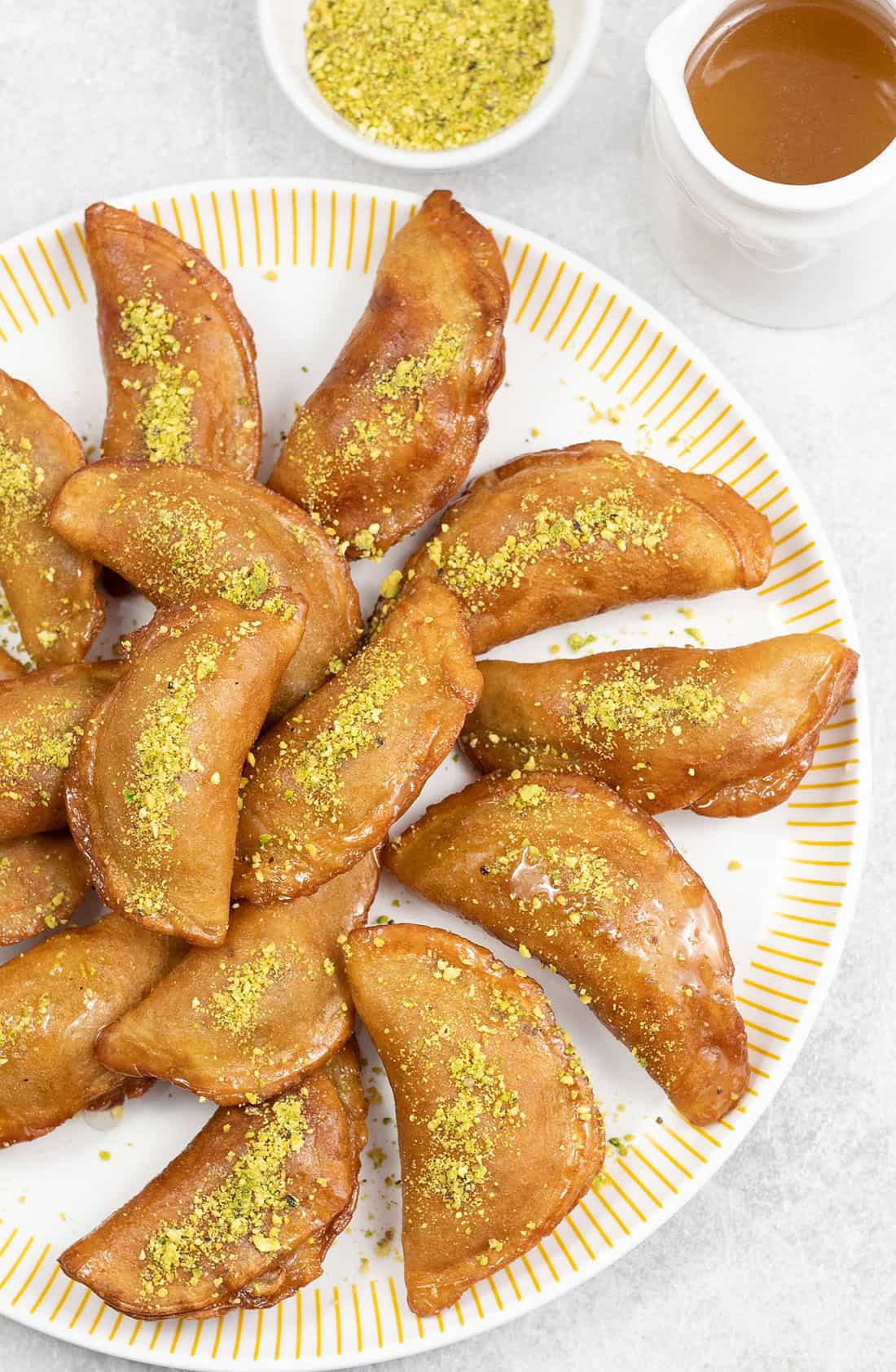 (Qatayef)Middle Eastern Pancakes in a big plate