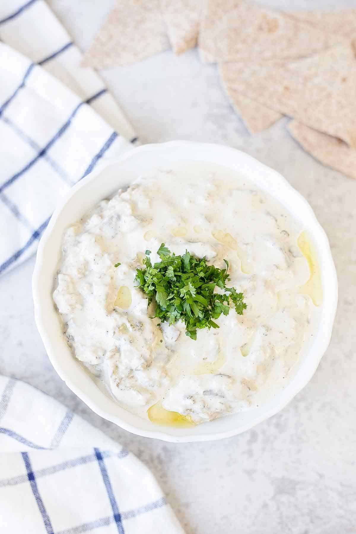 Baba Ganoush in a large bowl