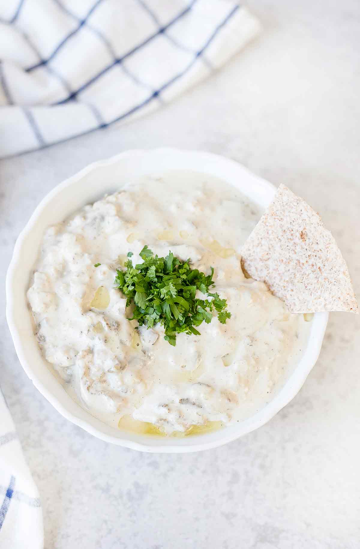 Lebanese Baba Ganoush in a big bowl