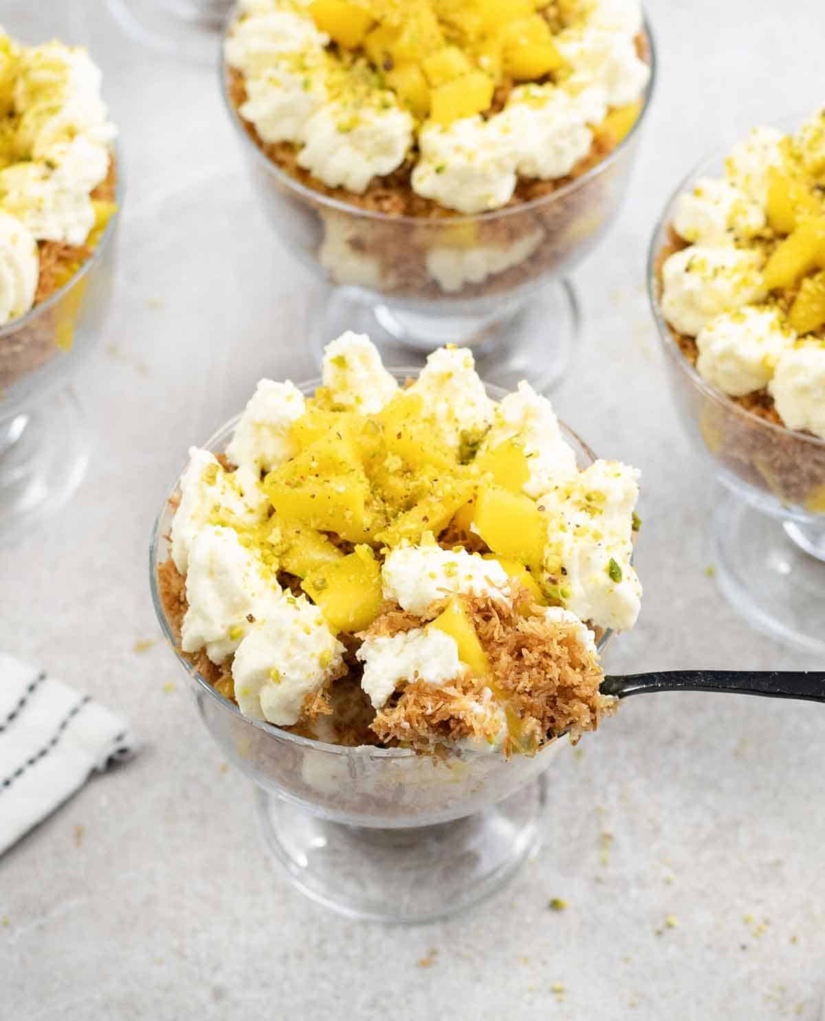 one cup of Kunafa With Mango And Cream