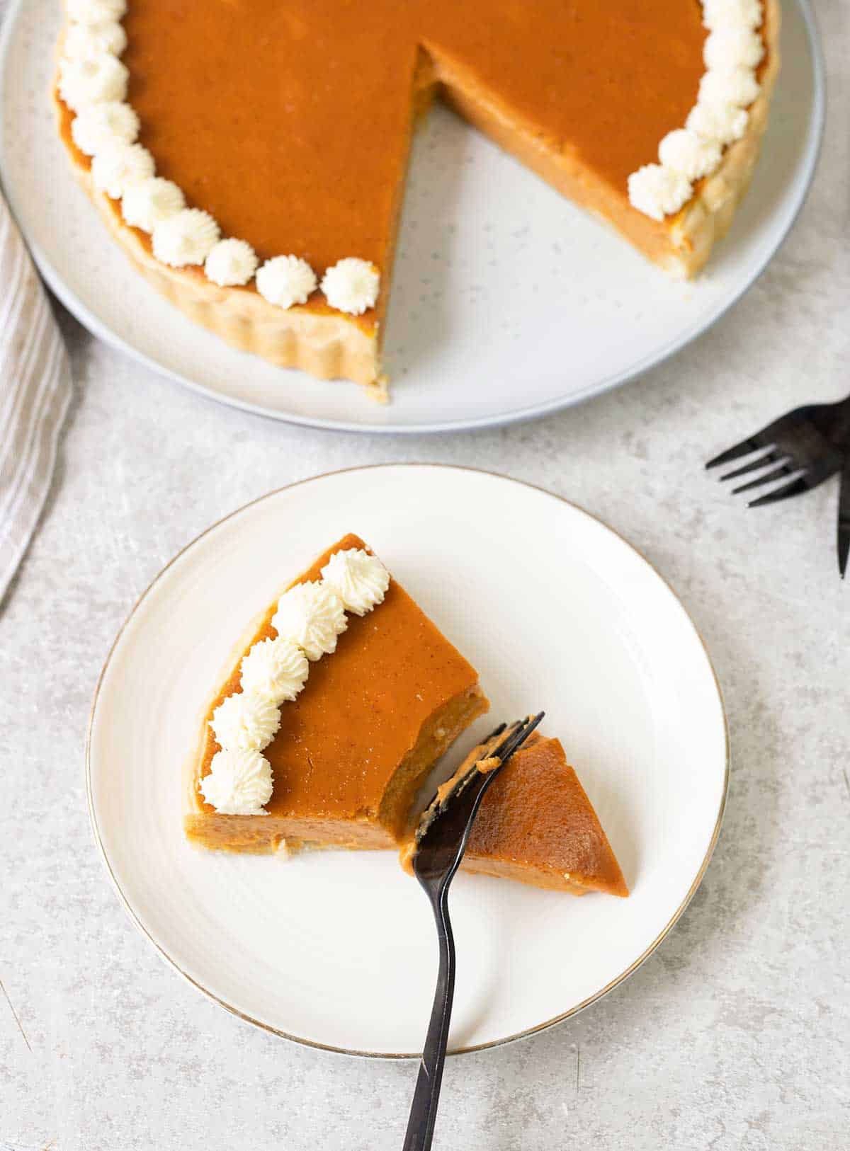 cut into the Pumpkin Pie