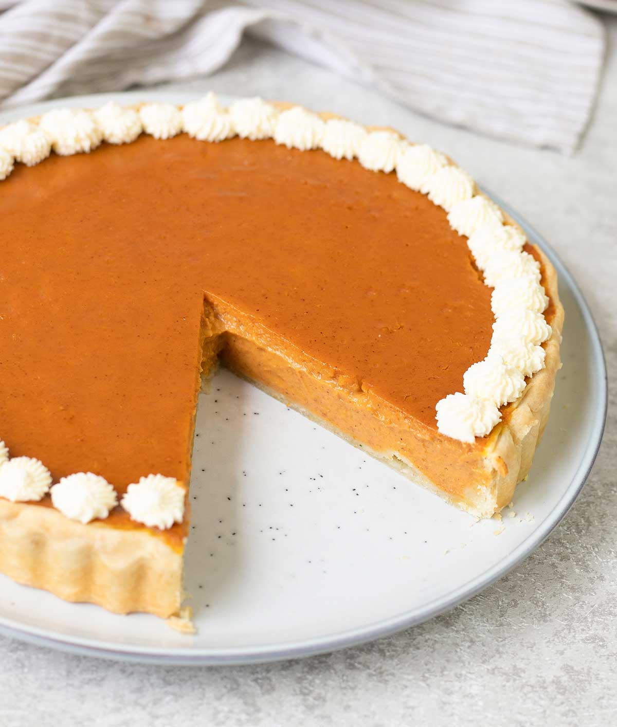 American Pumpkin Pie in a serving plate