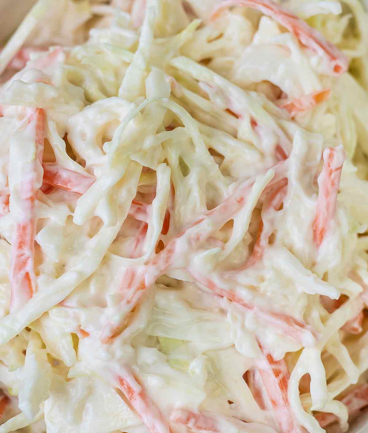 close shot to the Easy Summer Coleslaw Salad