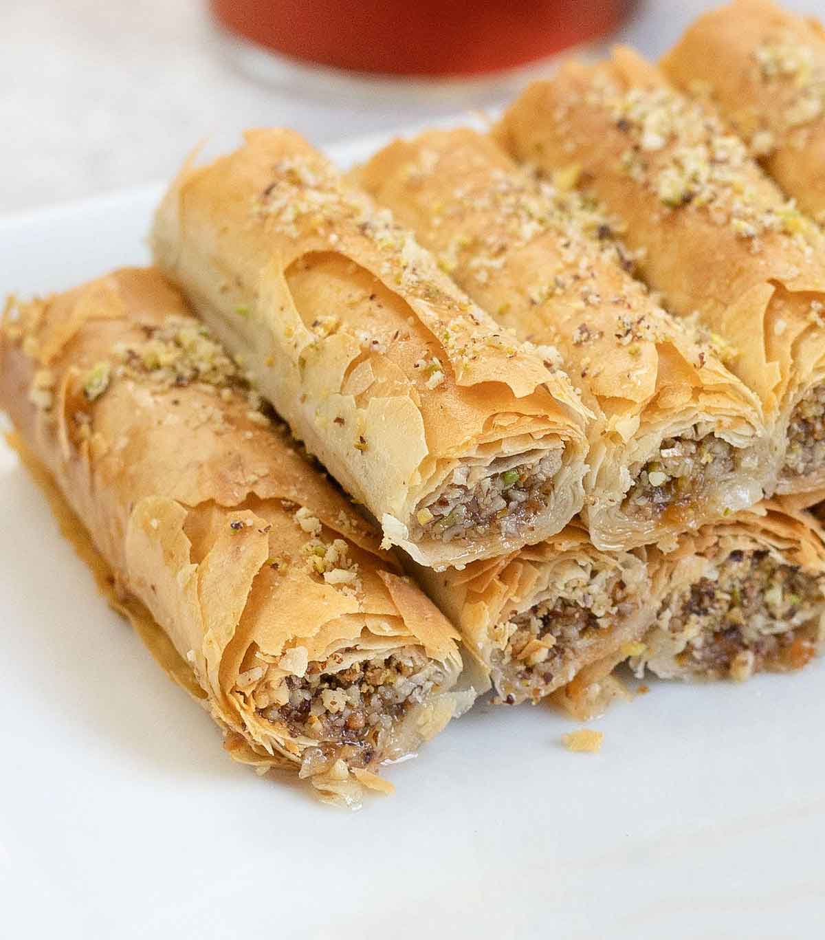 close shot Baklava Rolls 