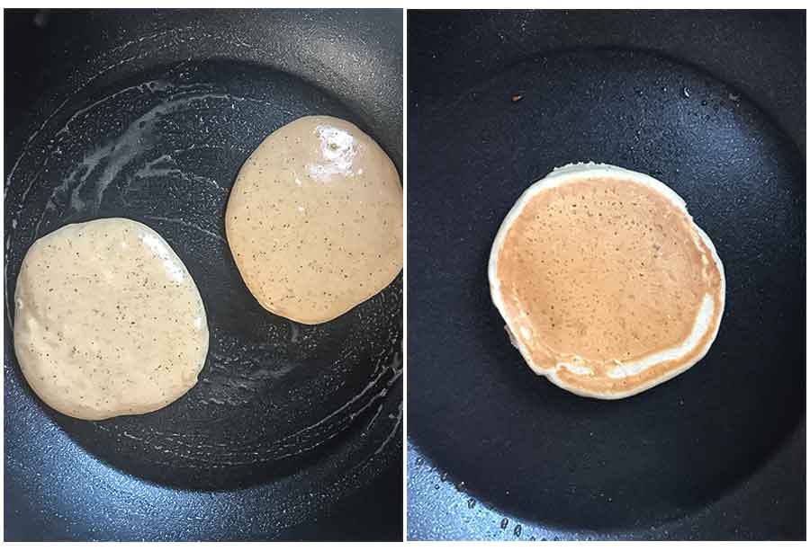 cooking the pancakes