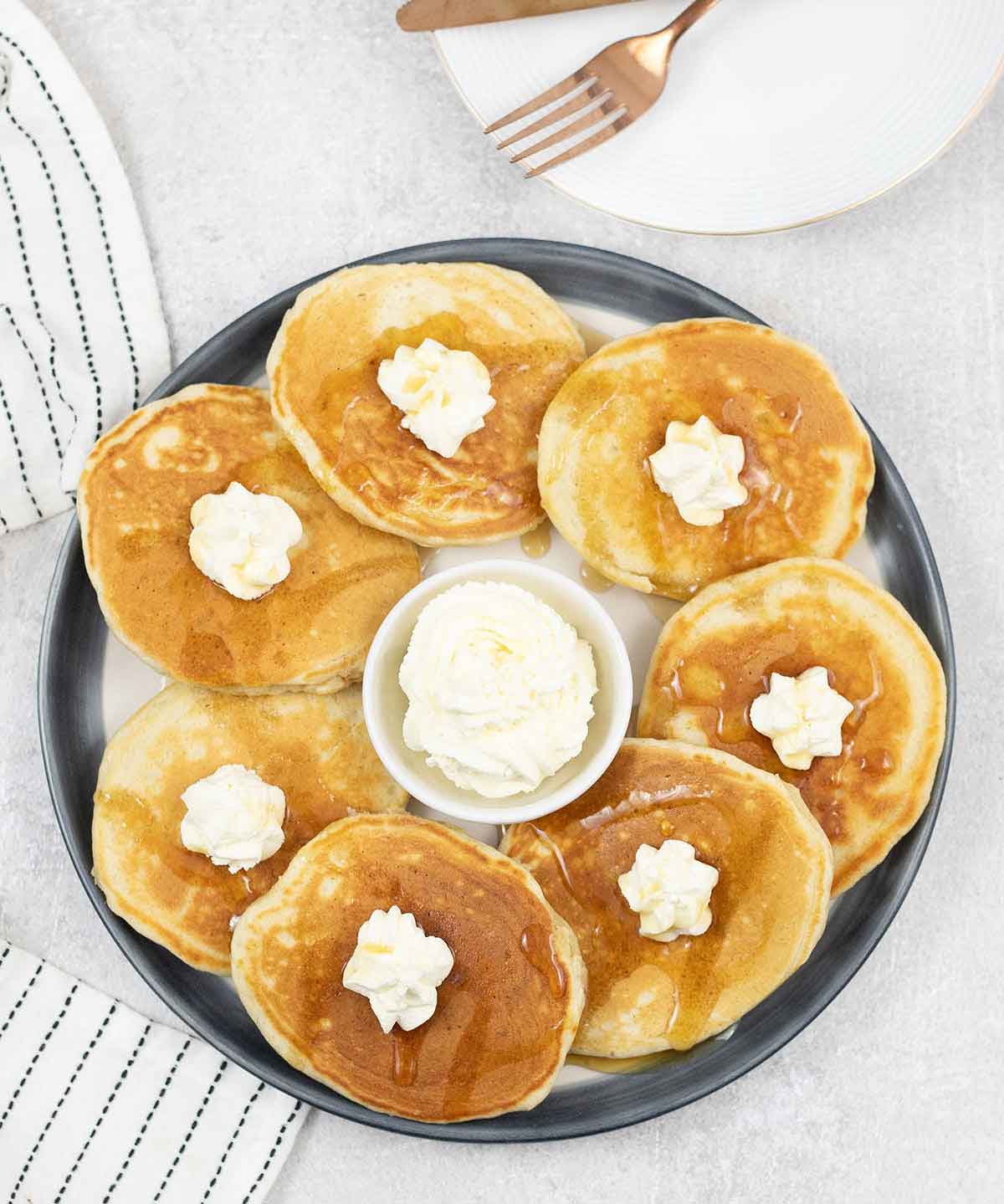 sweet cream pancakes in a plate