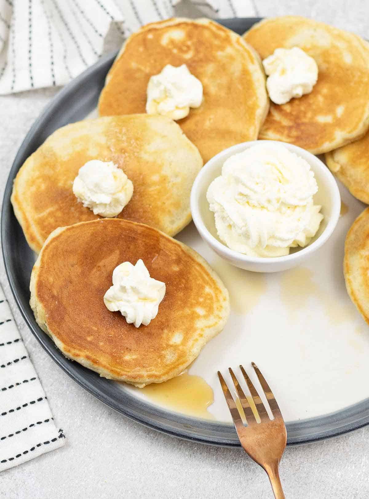 some sweet cream pancakes in a plate