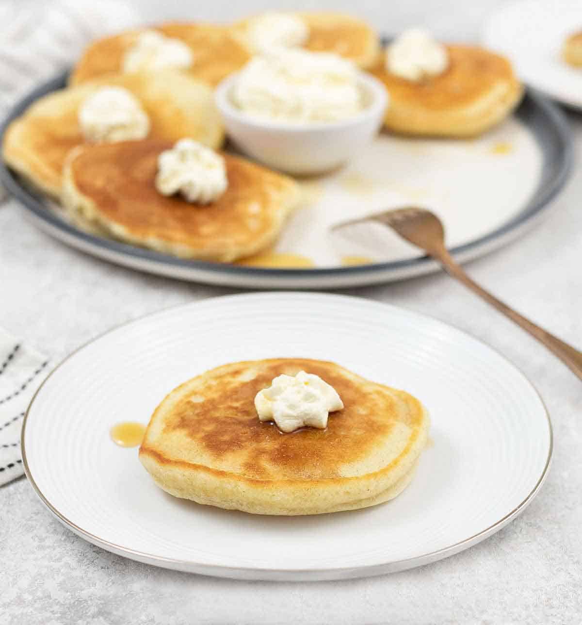 one sweet cream pancake in a plate