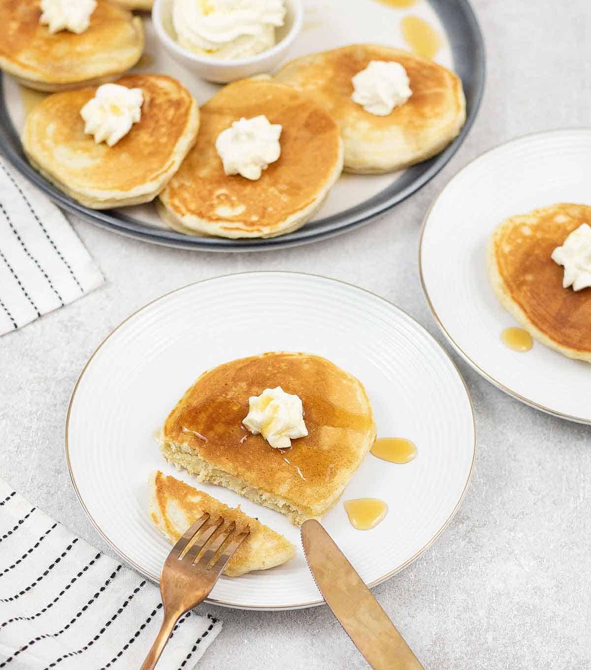 sweet cream pancakes in a plate