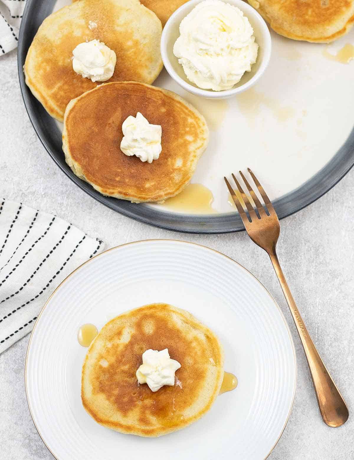 one pancake in a plate