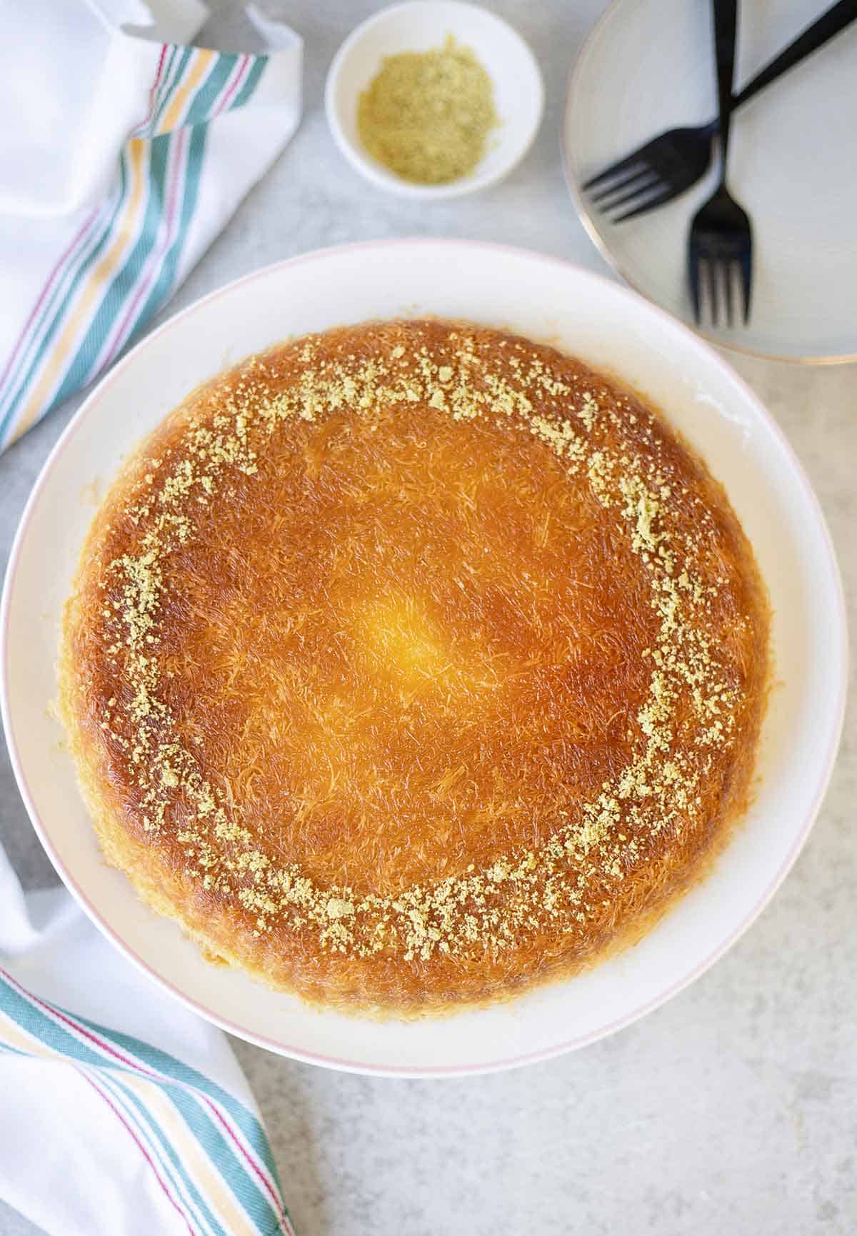 Kunafa in a serving plate