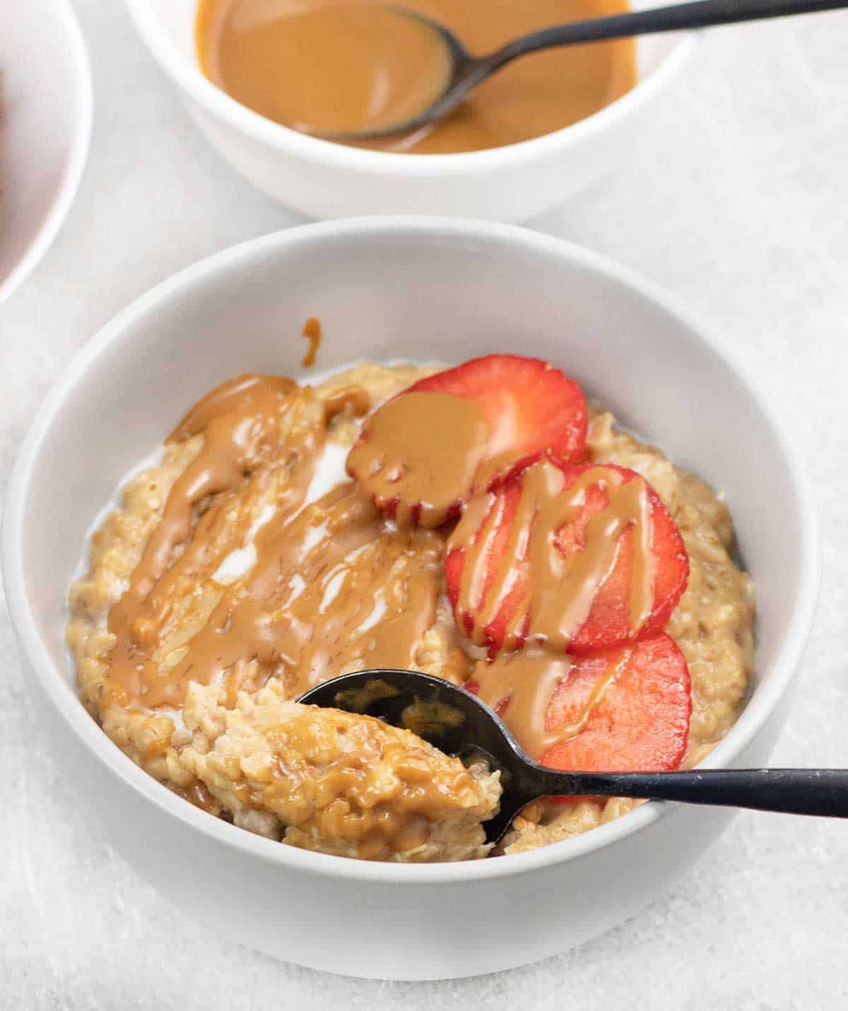 Biscoff Porridge in a bowl