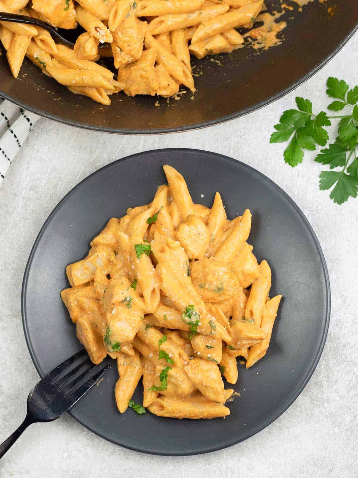 Paprika Pasta Chicken in a plate