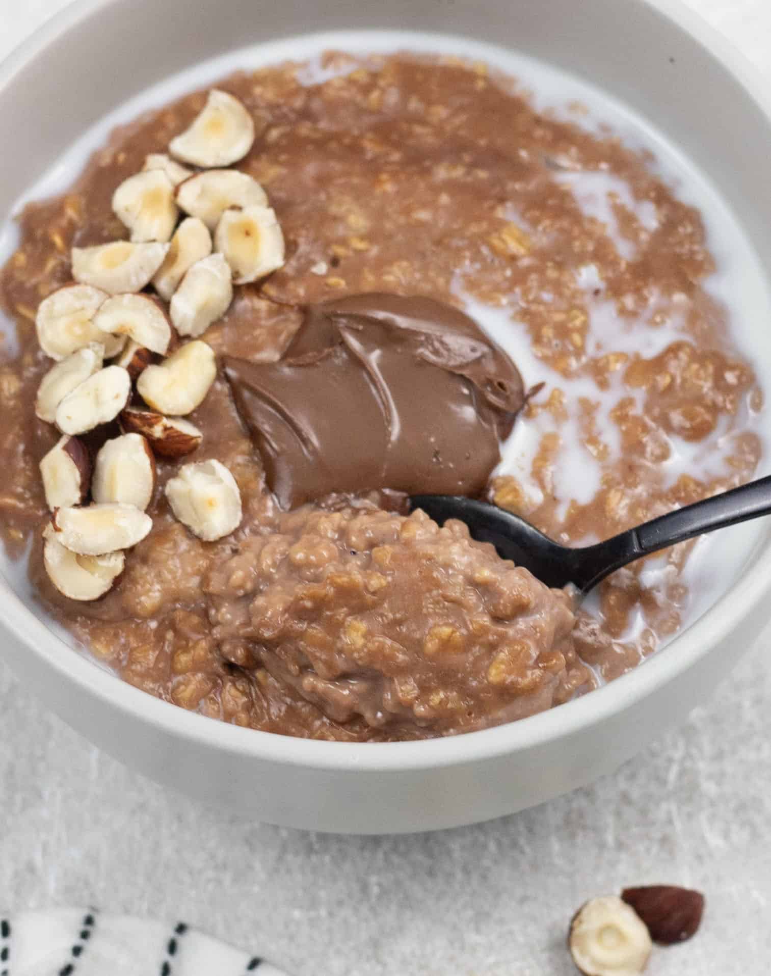 A spoonful of Nutella Porridge 