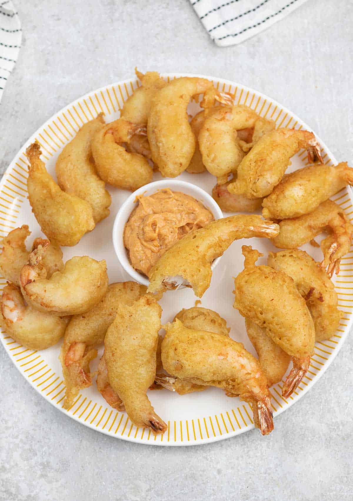 Boom Boom Shrimp in a plate with a boom boom sauce