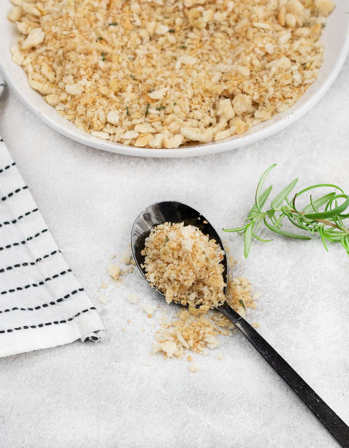 homemade breadcrumbs and fresh Rosemary sprig