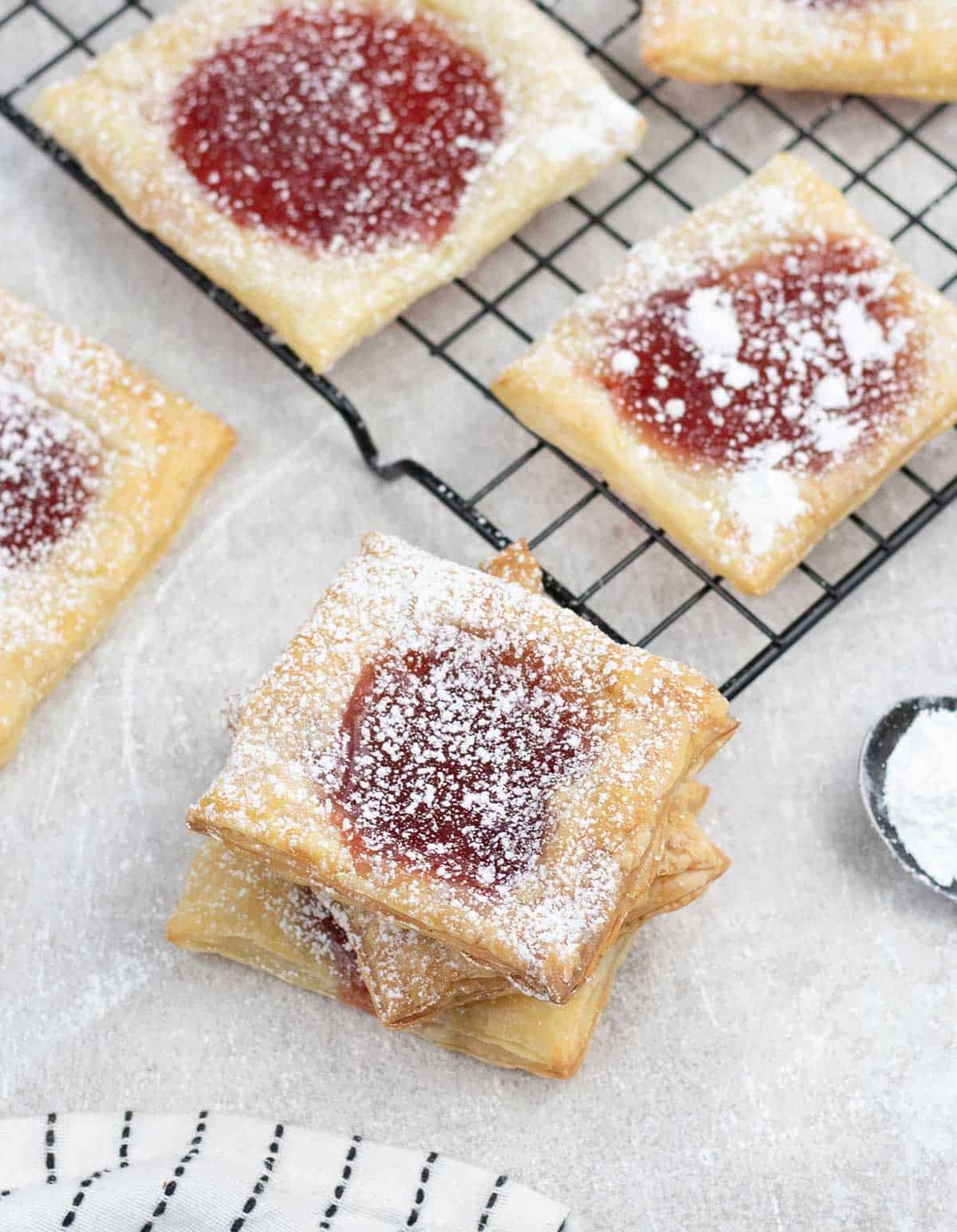 3 Puff Pastry Jam Tarts on top of each others