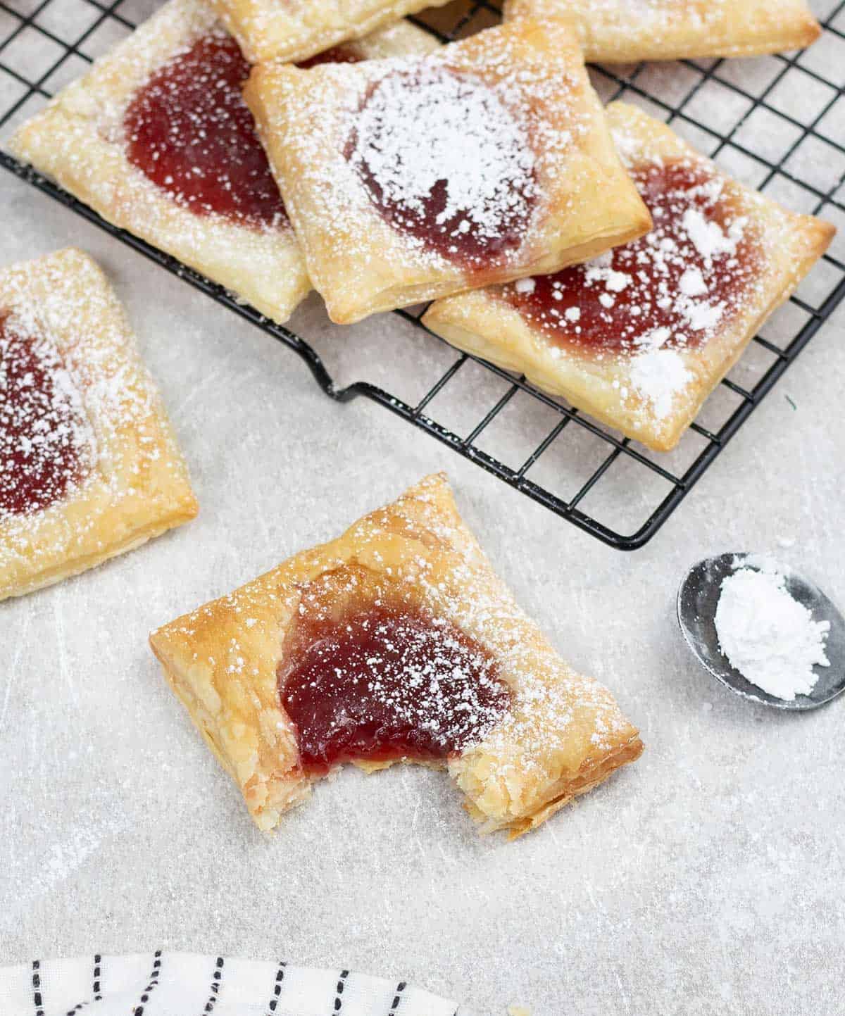 a bite of Puff Pastry Jam Tarts