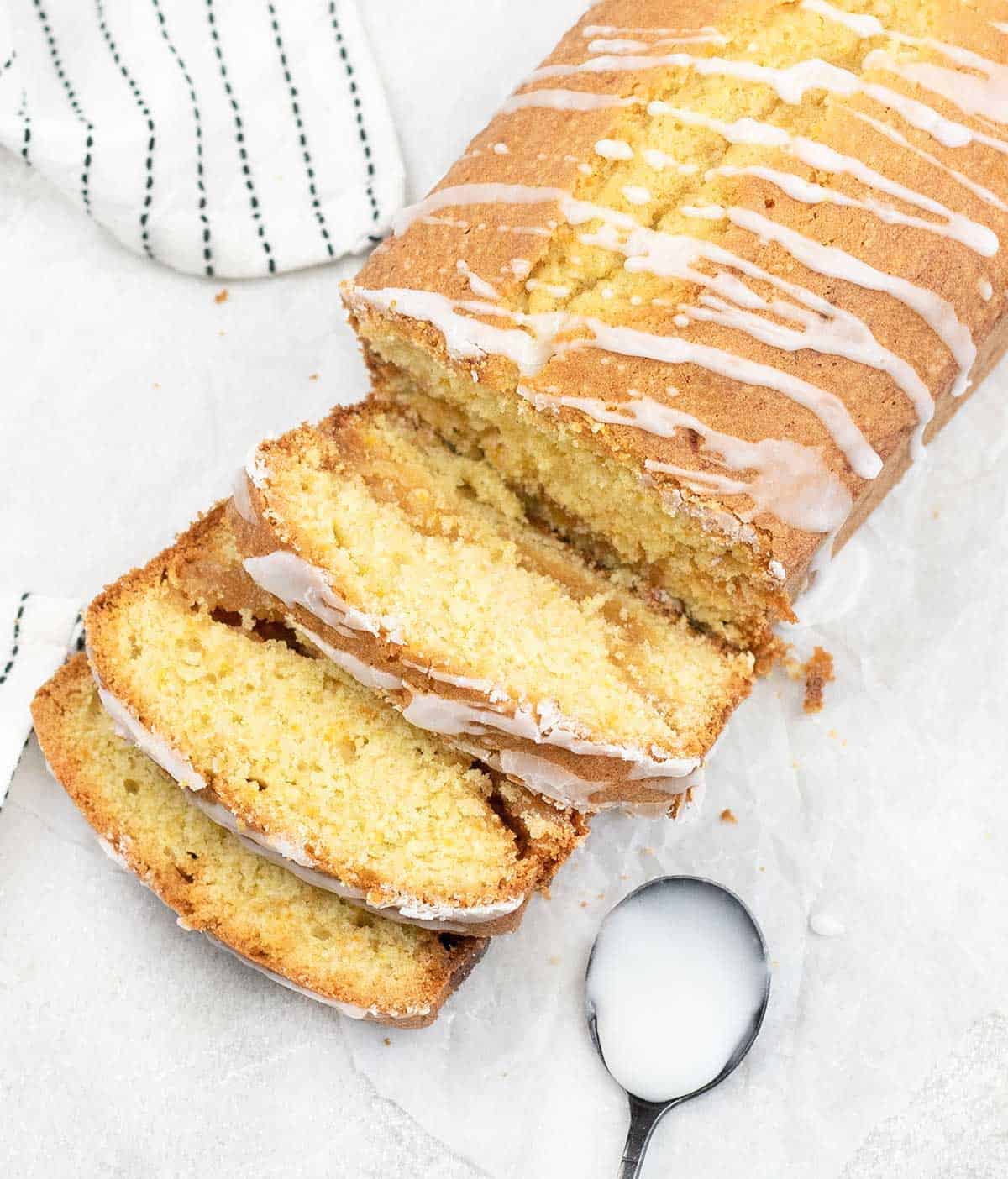 Marzipan cake topped with sugar icing.