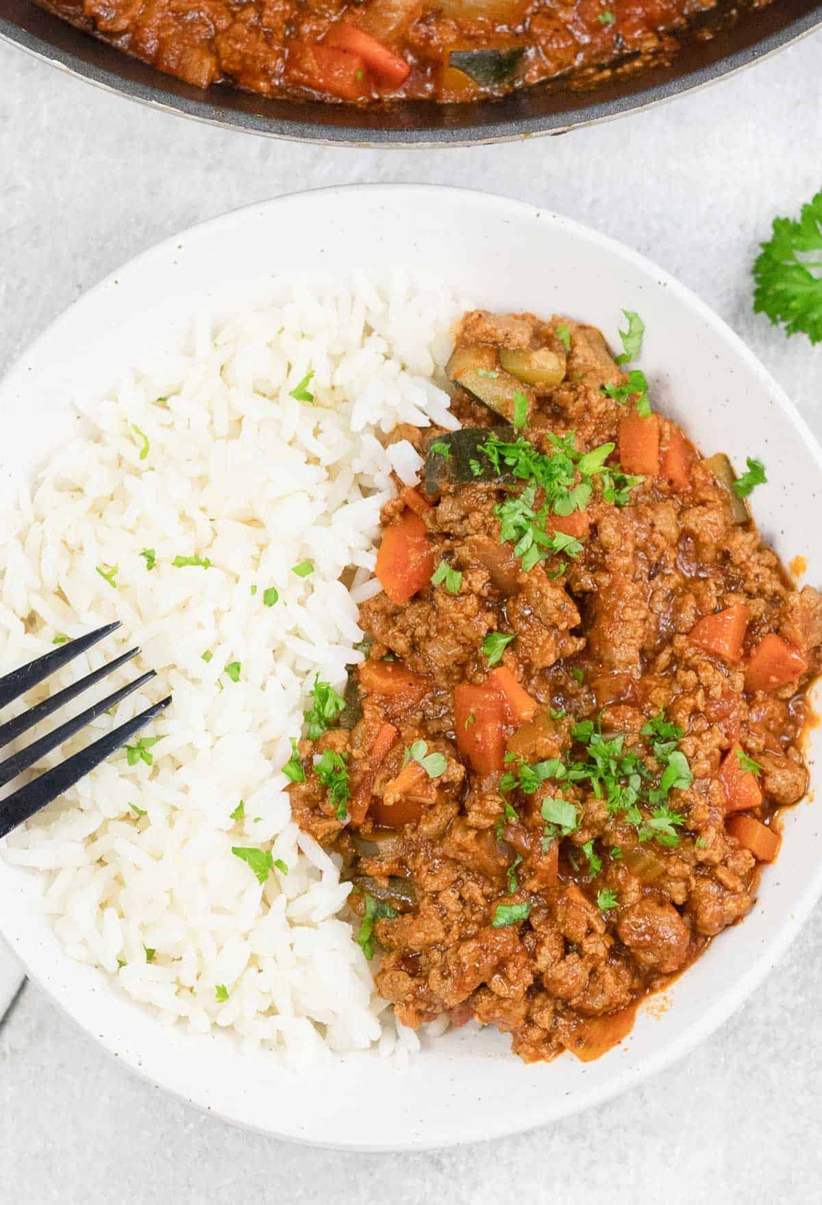 Quorn Bolognese and rice.