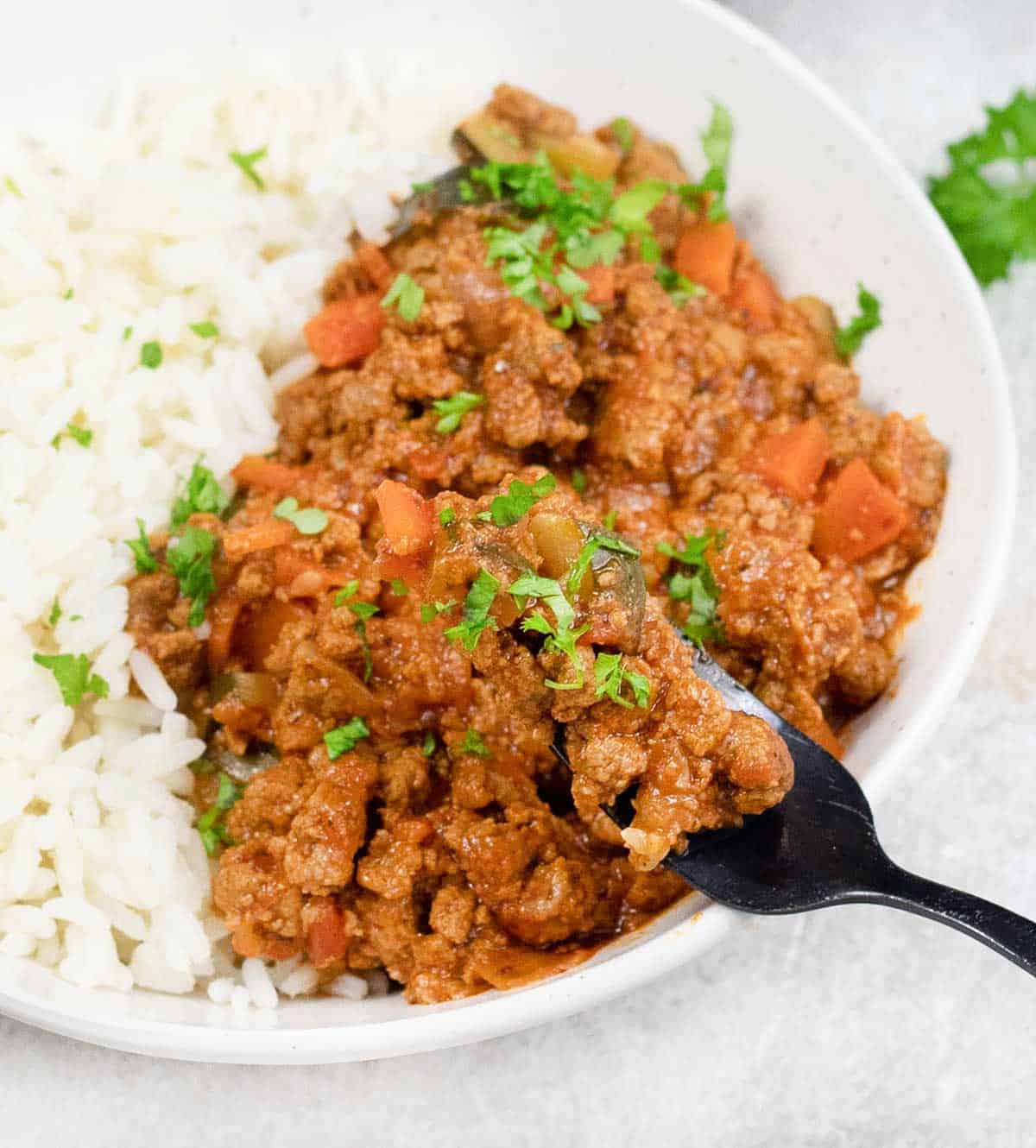 a spoonful of Quorn Bolognese.