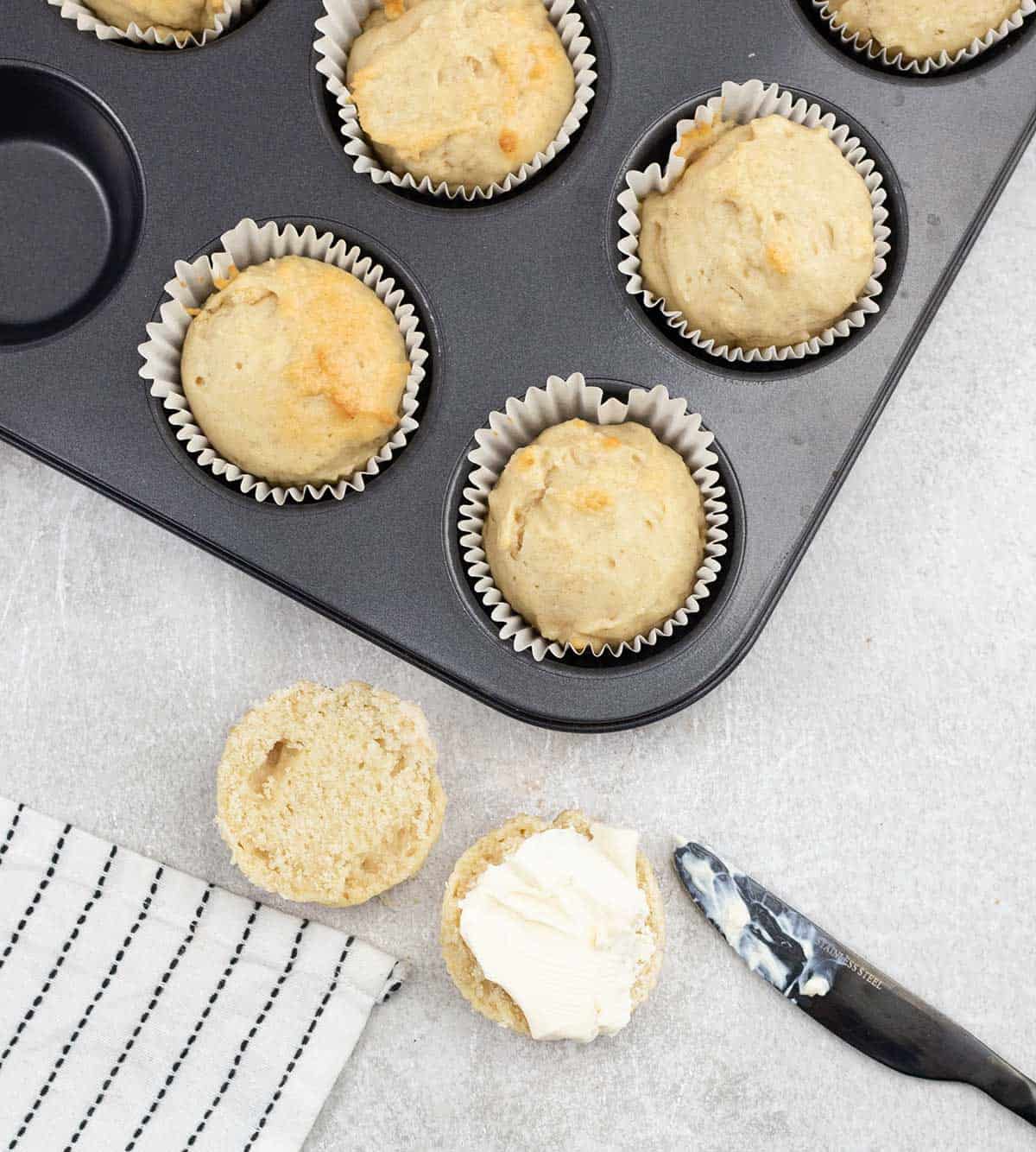 Mayo Rolls on the table and in the muffin pan.