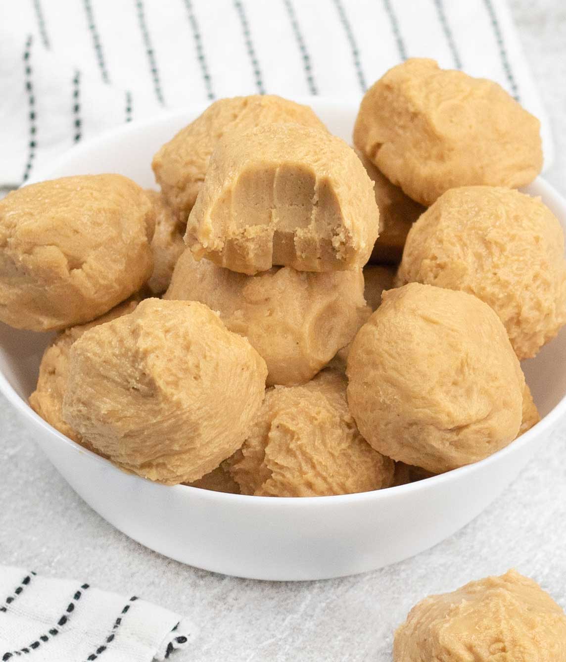 Old Fashioned plain Peanut Butter Balls in a bowl