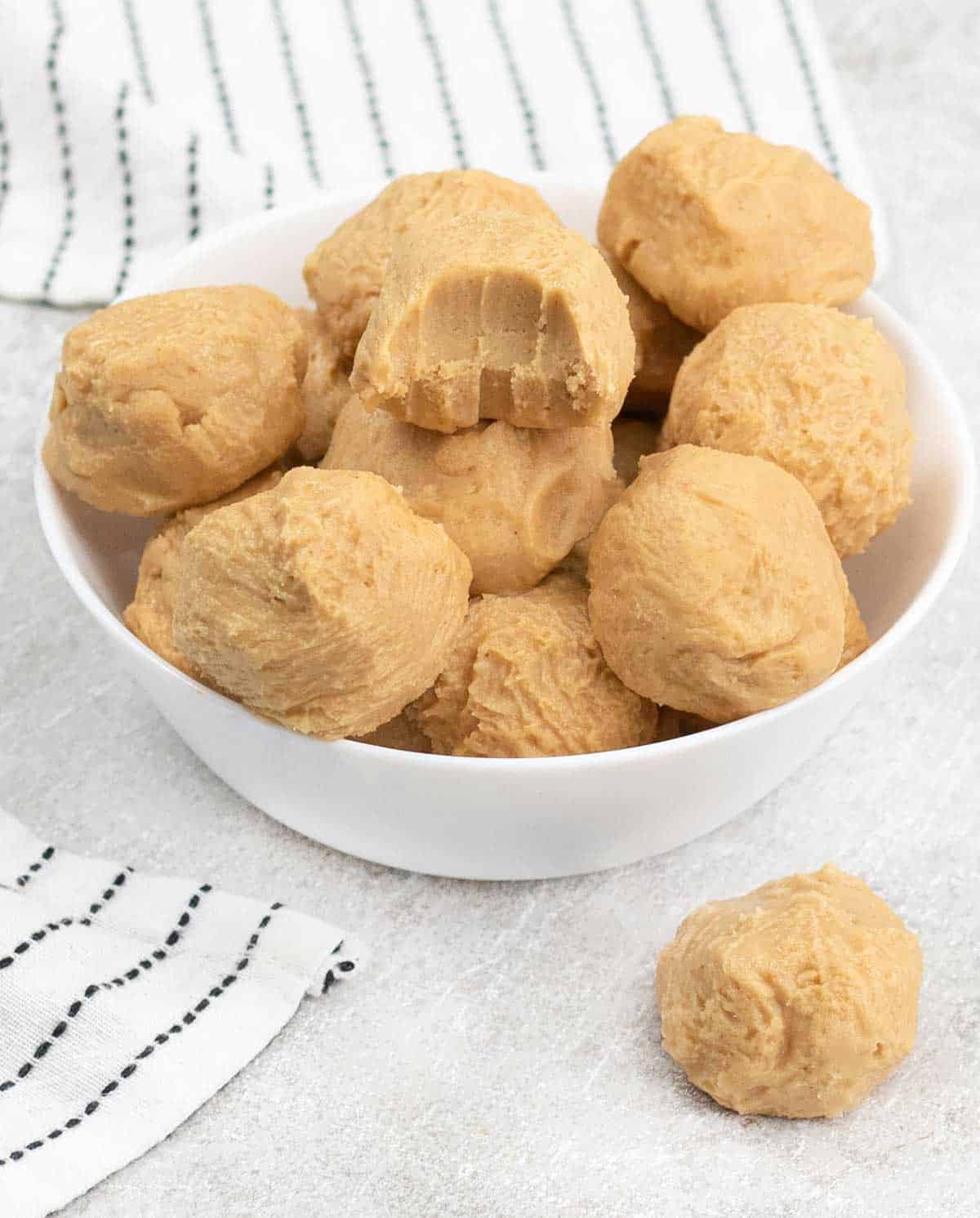 plain Old Fashioned Peanut Butter Balls in a bowl