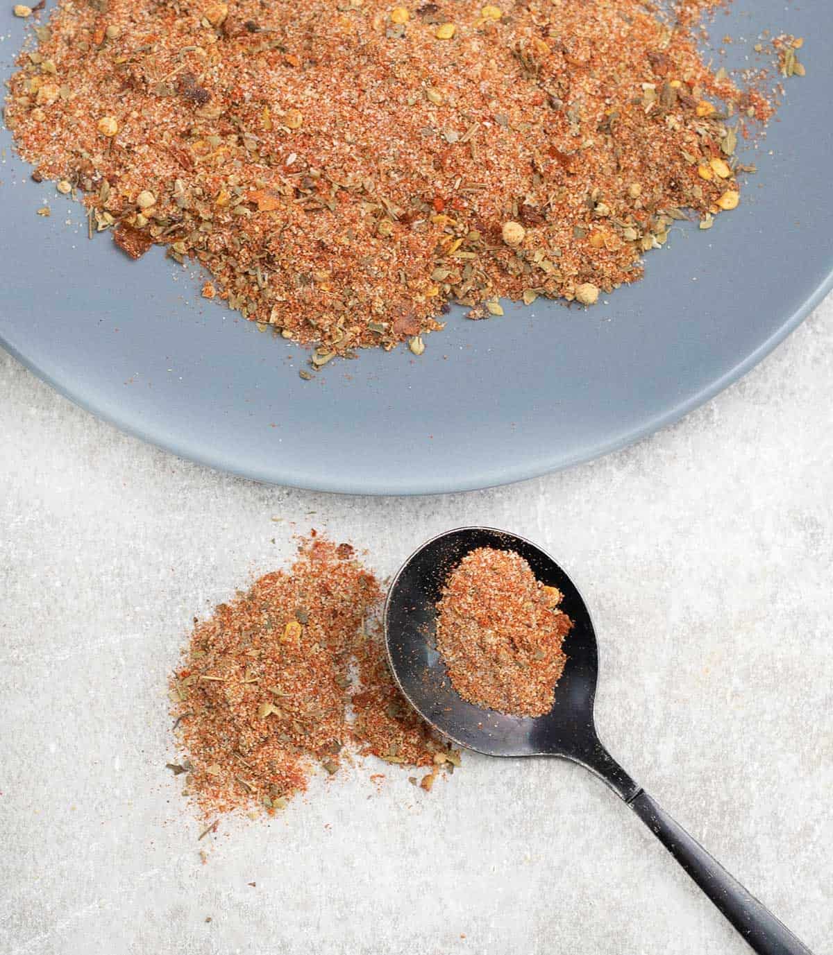 Meatball Seasoning sprinkled on the table.