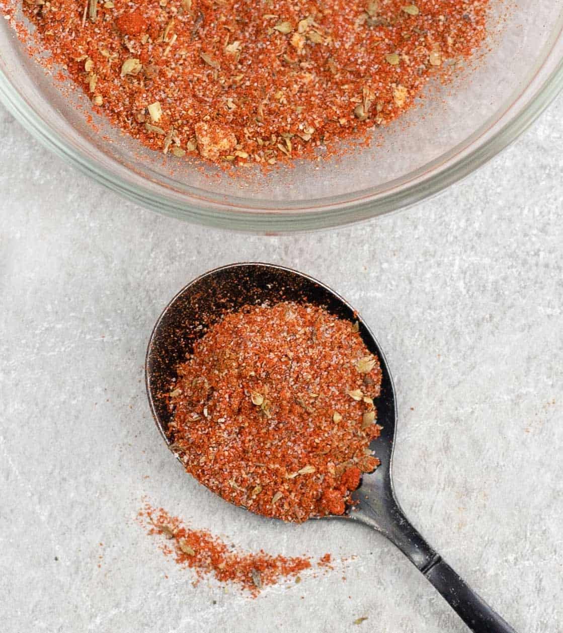 Quesadilla spice mix in a teaspoon.