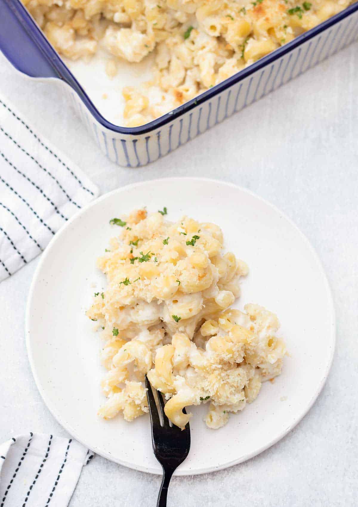 plate full of 4 Cheese Mac And Cheese