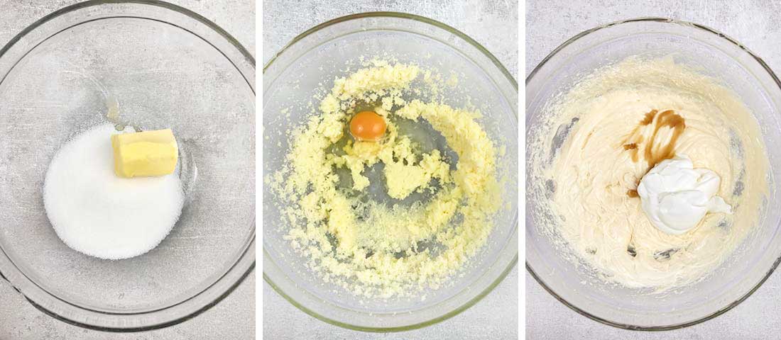 Step by step photo instructions collage for making French Strawberry Cake