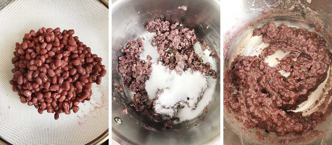 step by step how to Prepare the Red Bean Paste