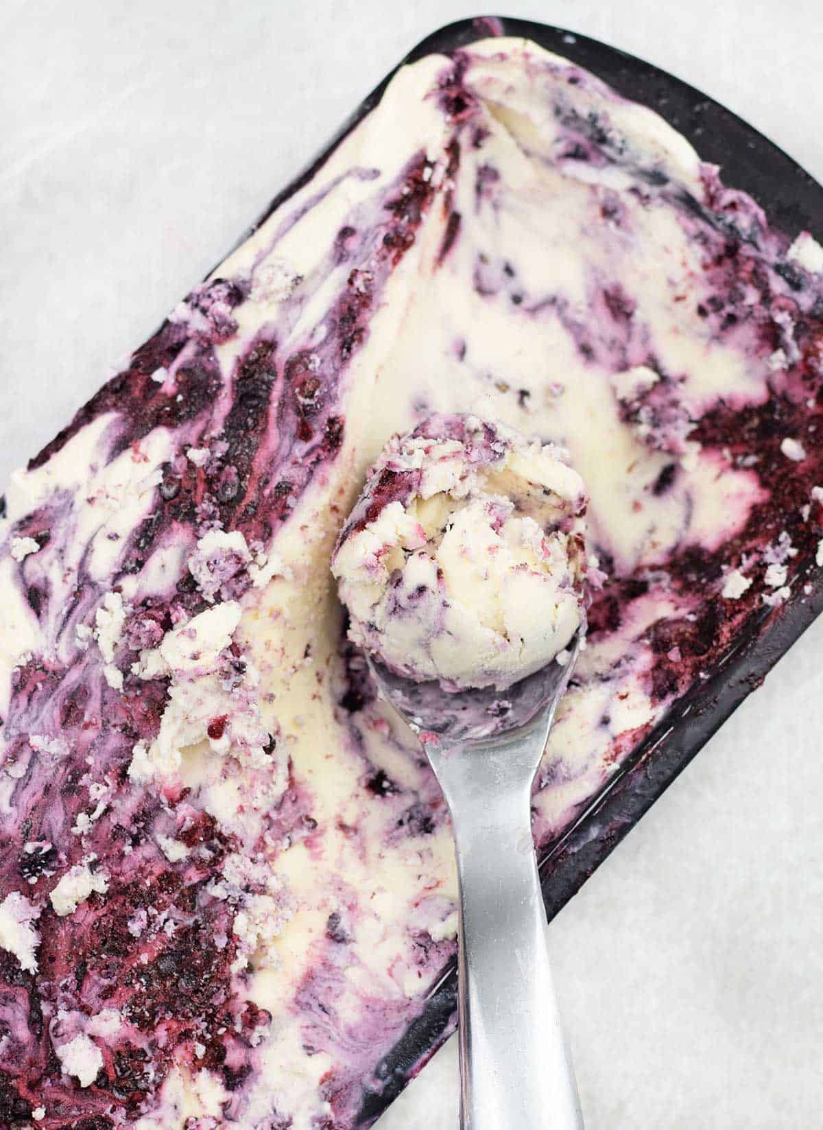 a scoop of the Black Raspberry Ice Cream.