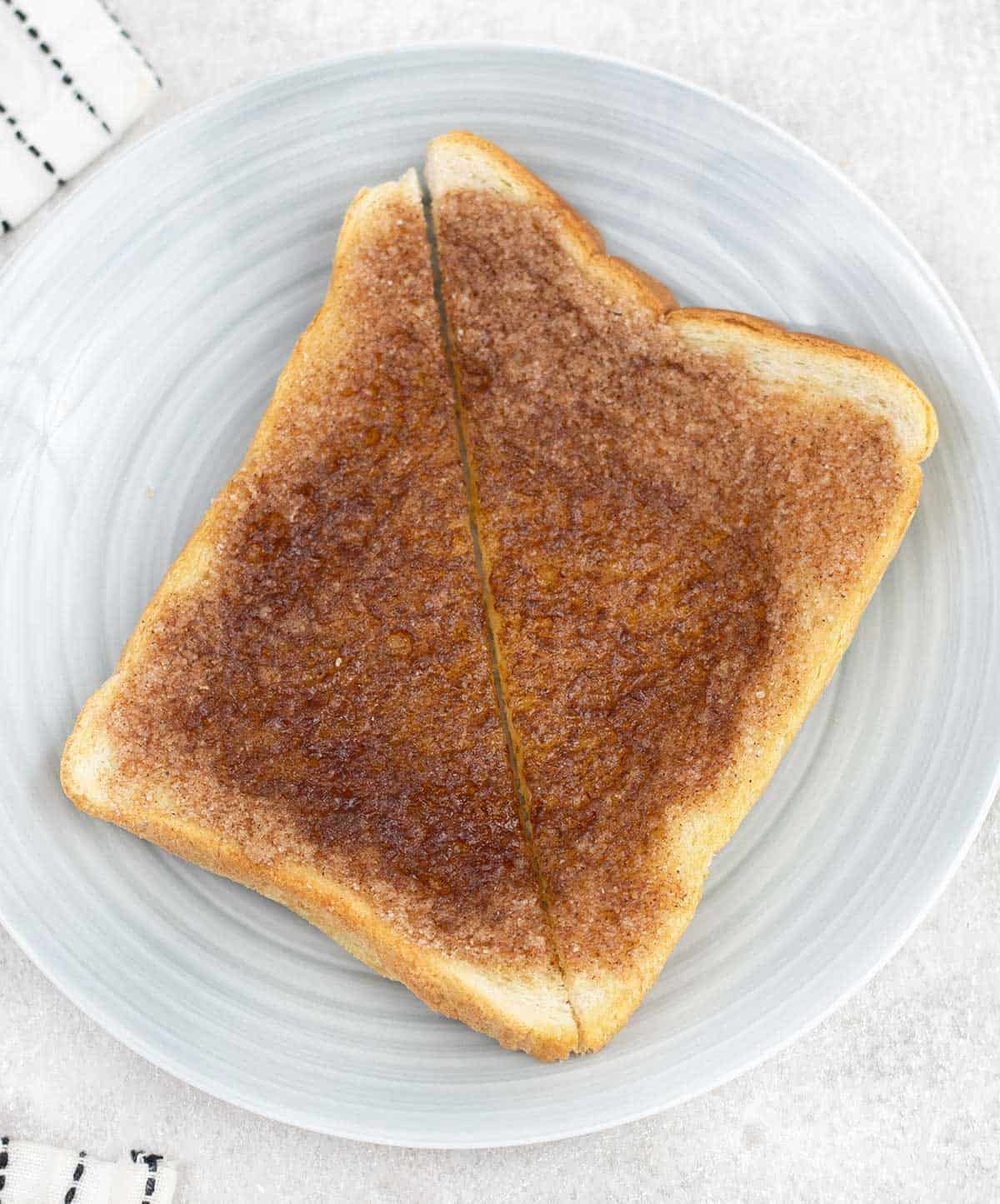 Cinnamon Toast cut into half