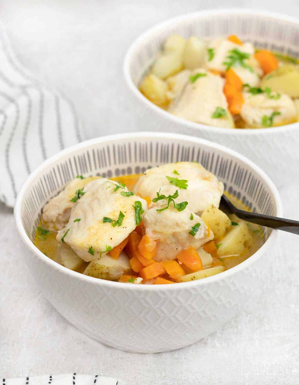 a bowl full of Mediterranean Fish Stew