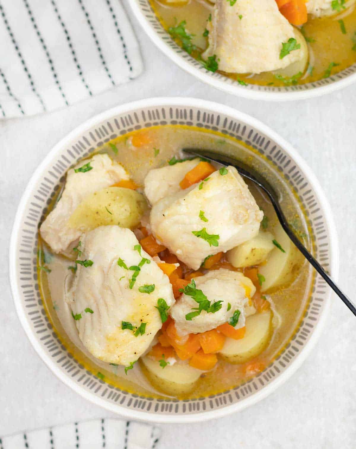 a bowl full of Mediterranean Fish Stew