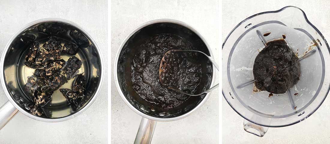 Step by step photo instructions collage for making Tamarind paste