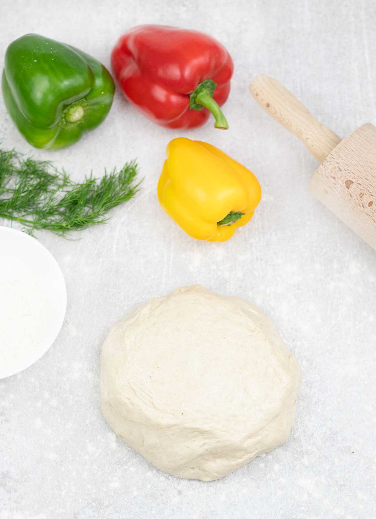 Pizza Dough with Plain Flour and some bell pepper