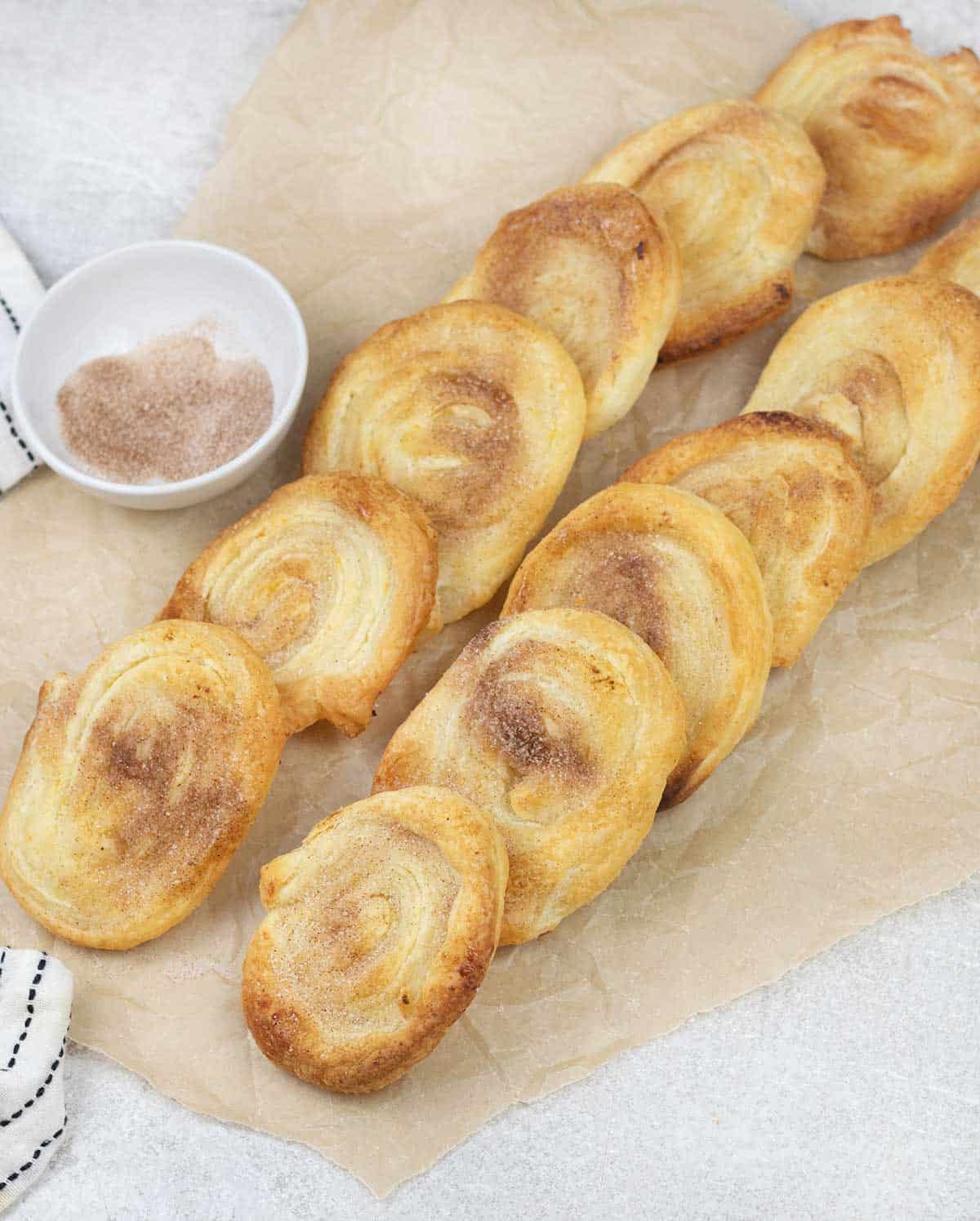 Arlettes biscuits topped with cinnamon sugar