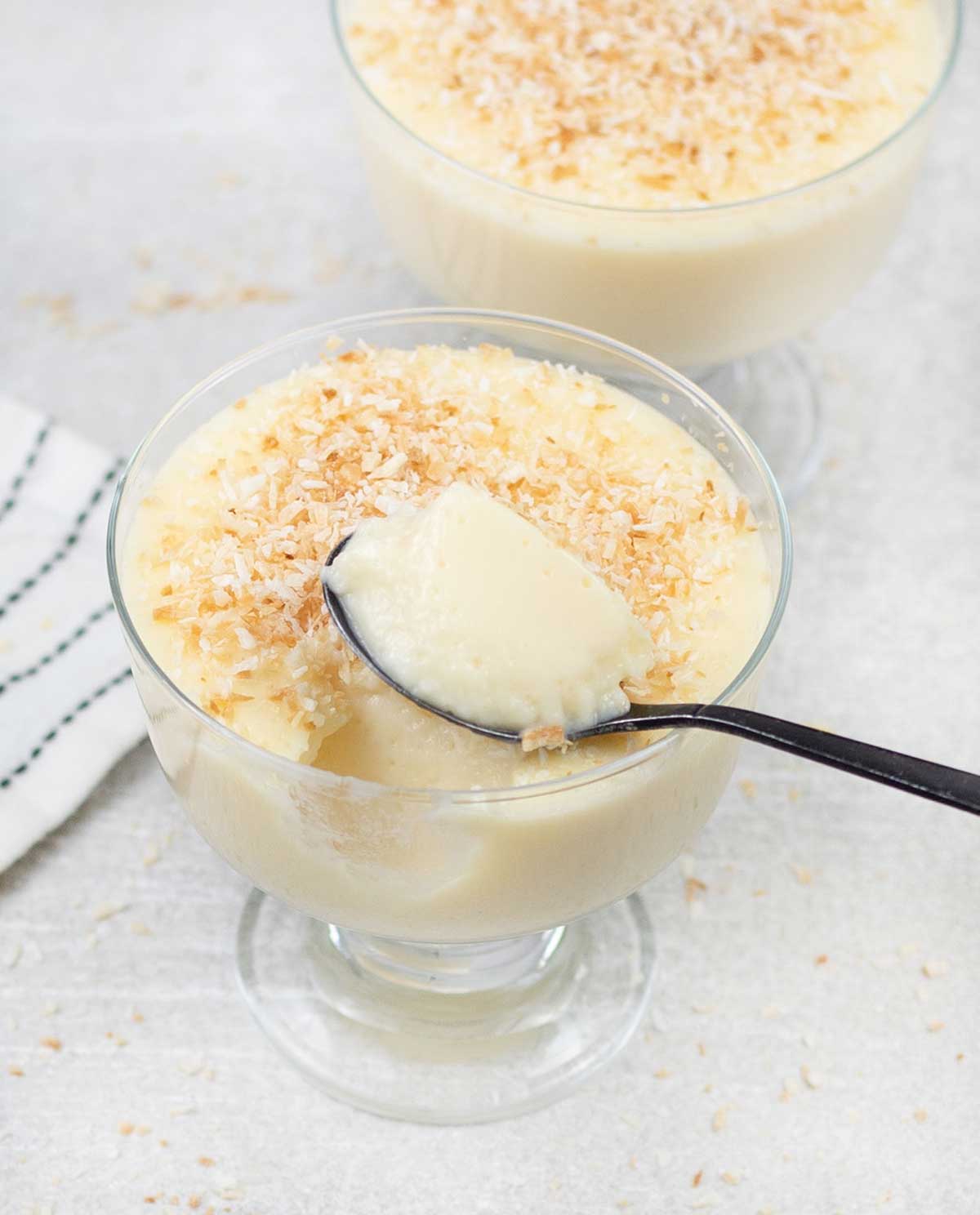 Coconut Milk Pudding in a serving cups.