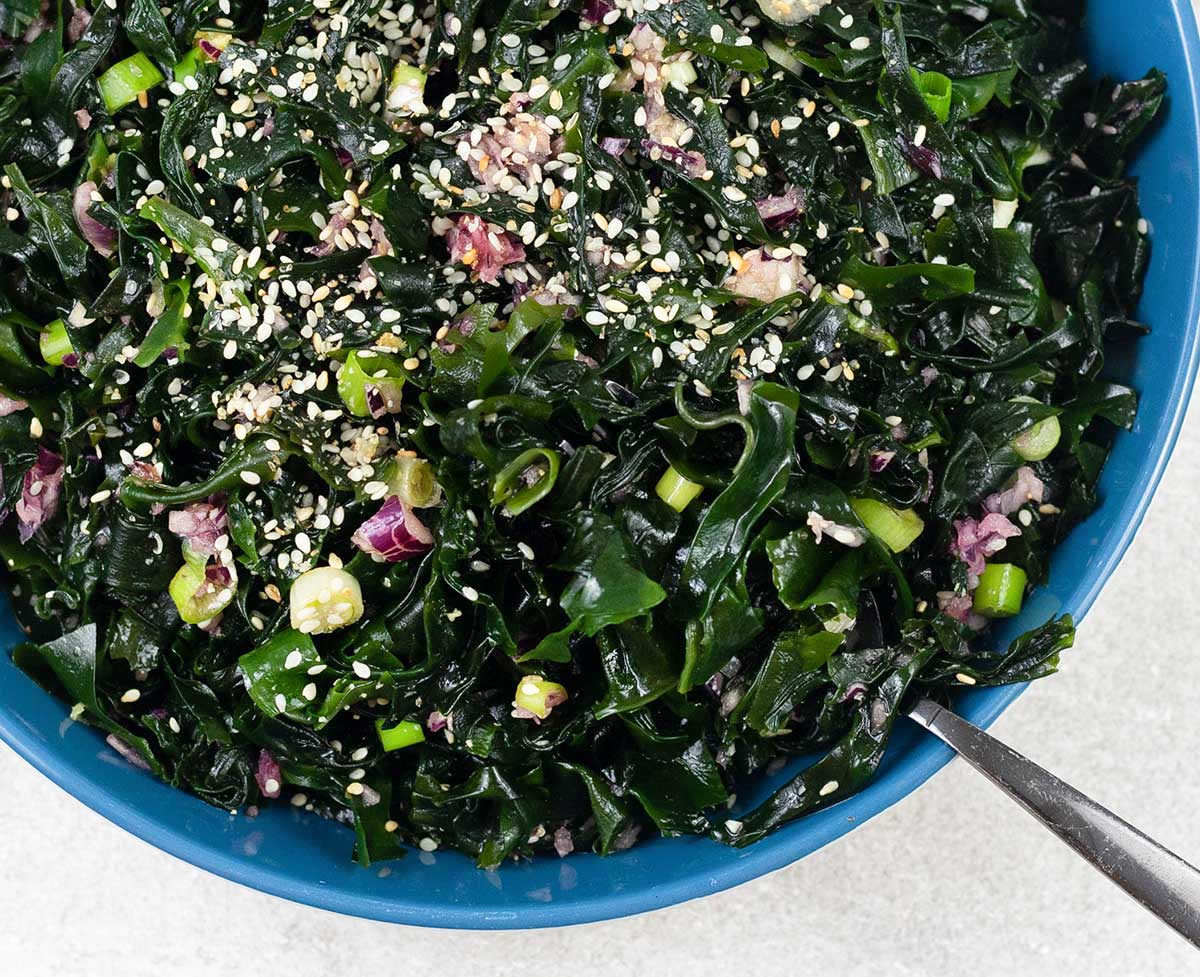 Japanese Seaweed Salad (Wakame) in a bowl