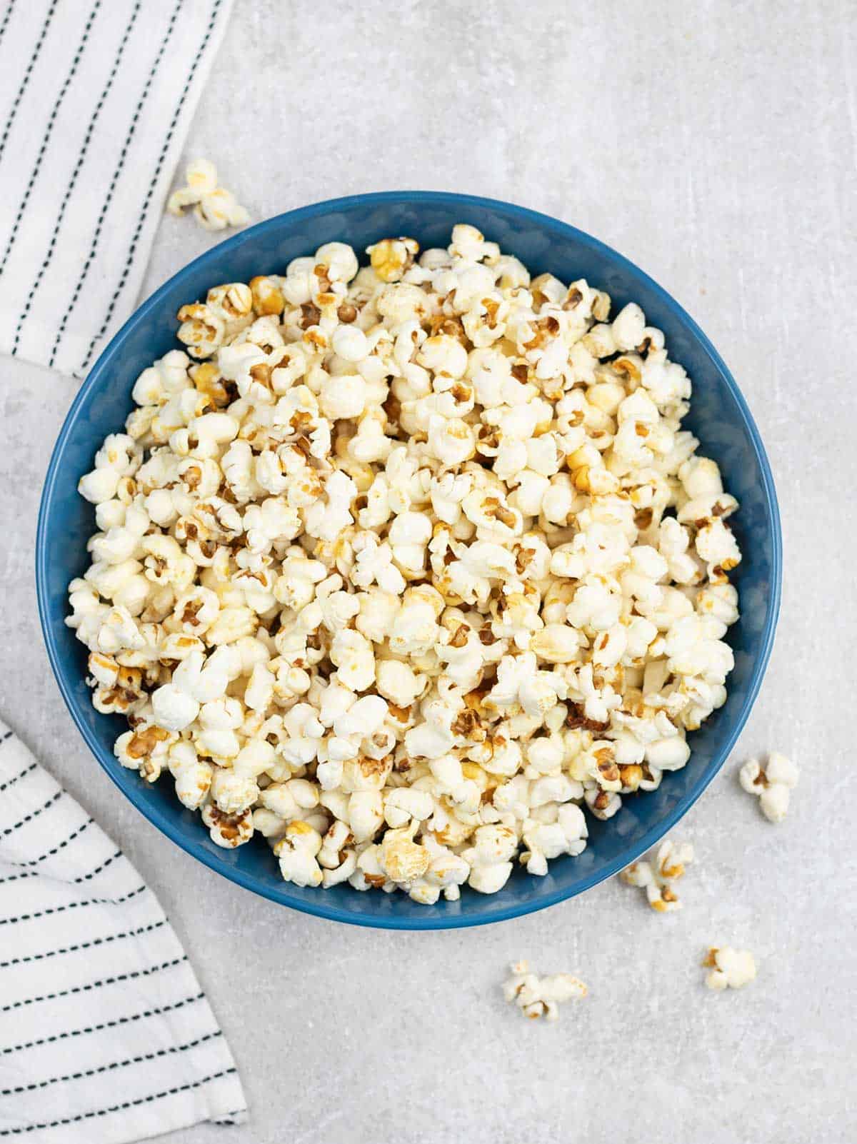 Stovetop kettle corn in a bowl.