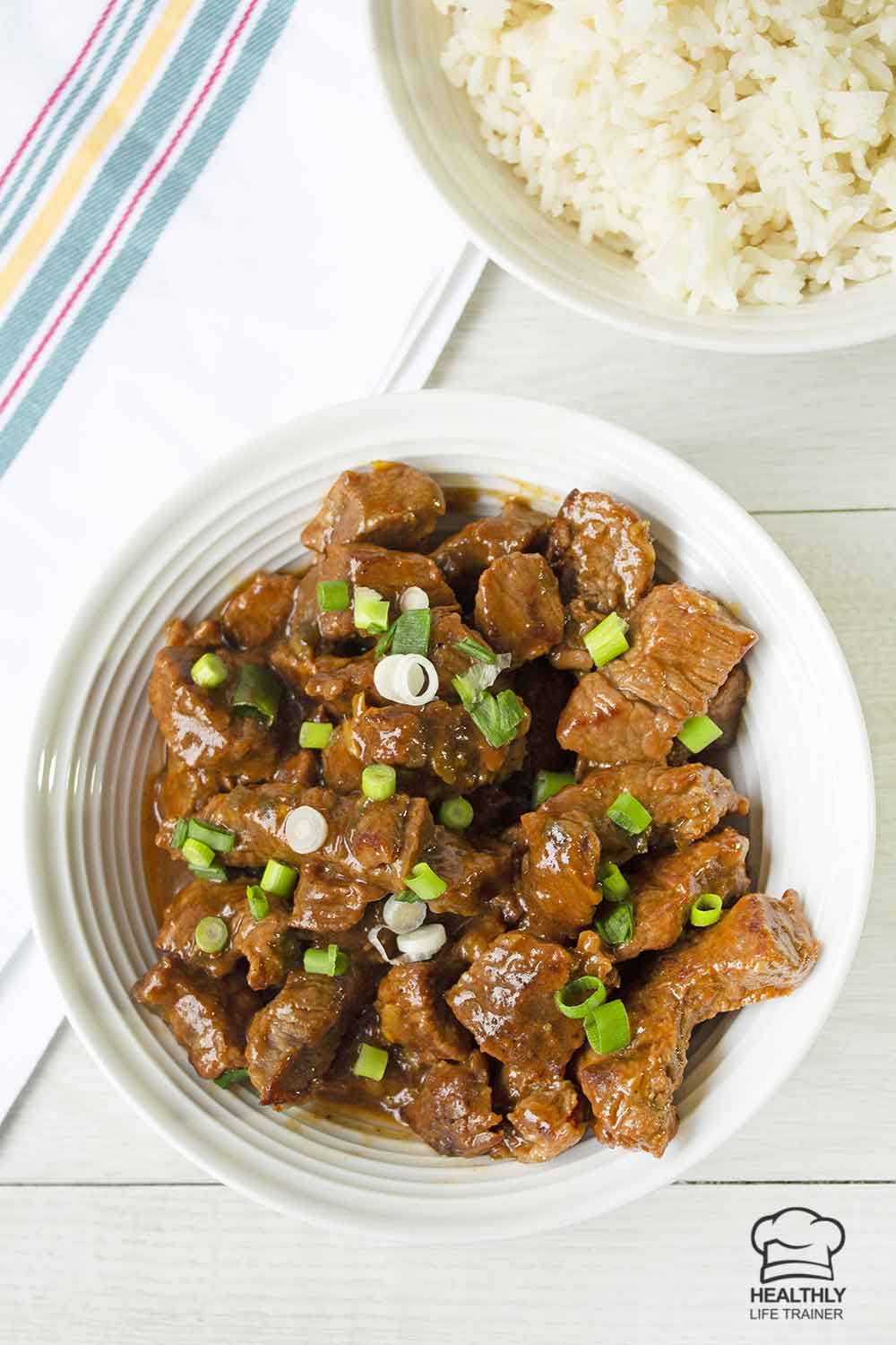 Chinese chilli beef in a bowl.