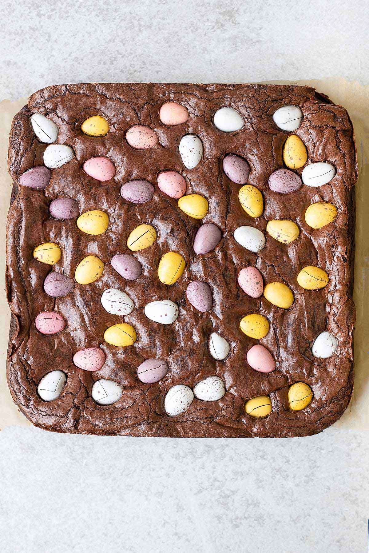 Cadbury mini egg Easter brownies.