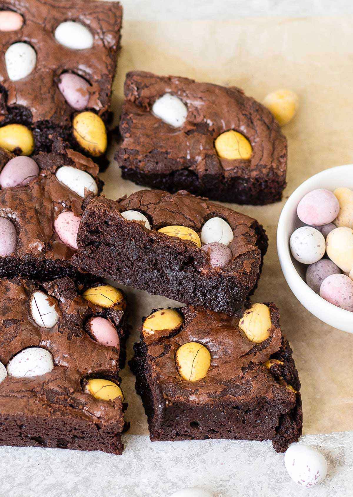 Easter brownies with Cadbury mini eggs.