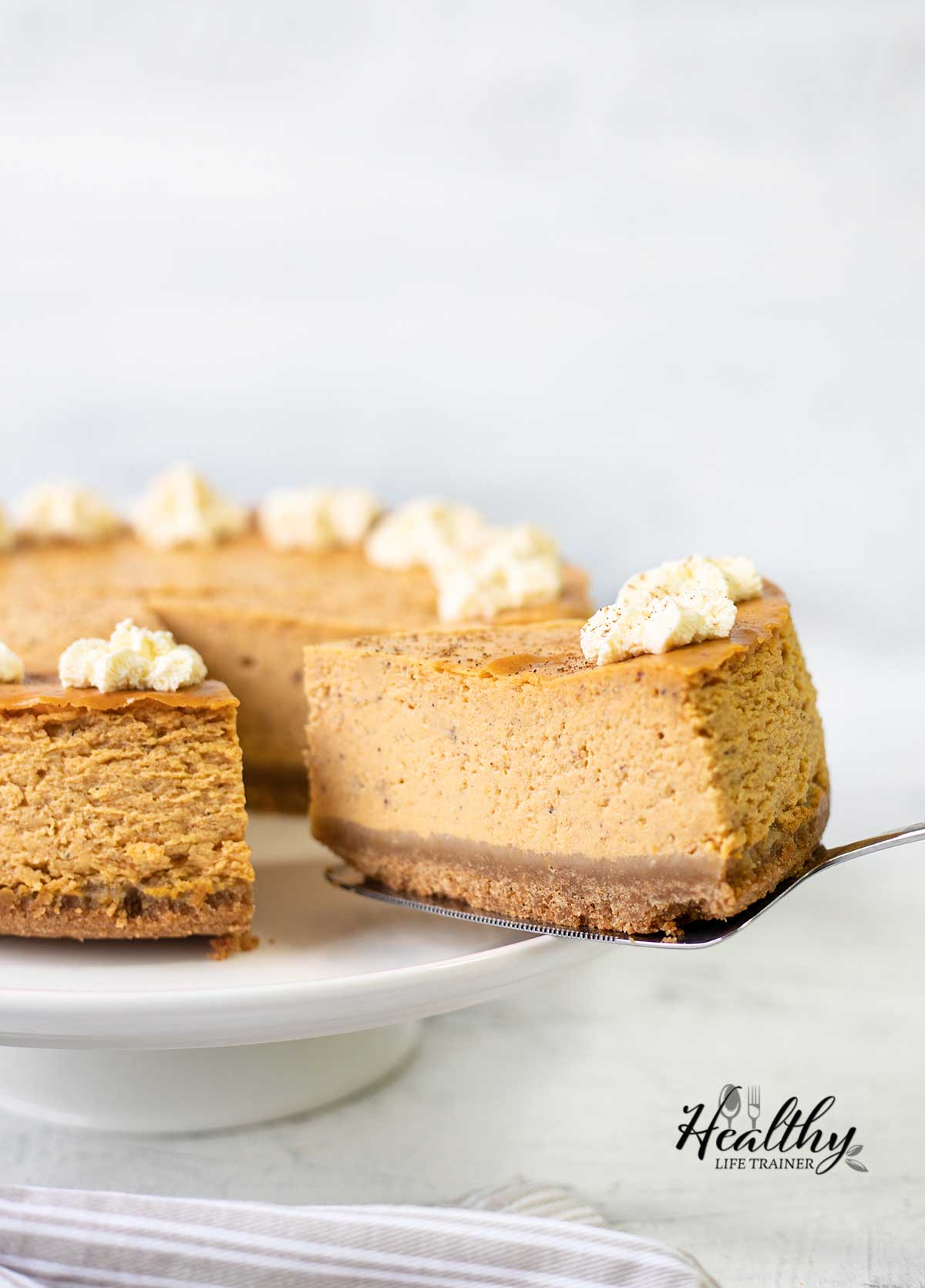 Philadelphia pumpkin cheesecake slice.