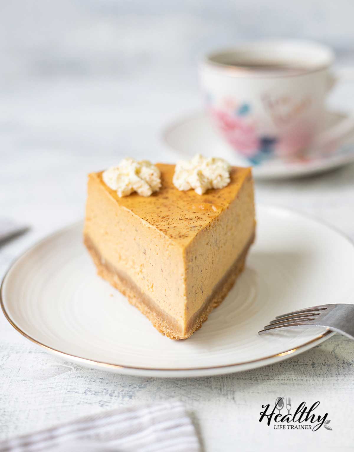 Philadelphia pumpkin cheesecake slice.