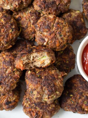 Beef Rissoles in a serving plate.