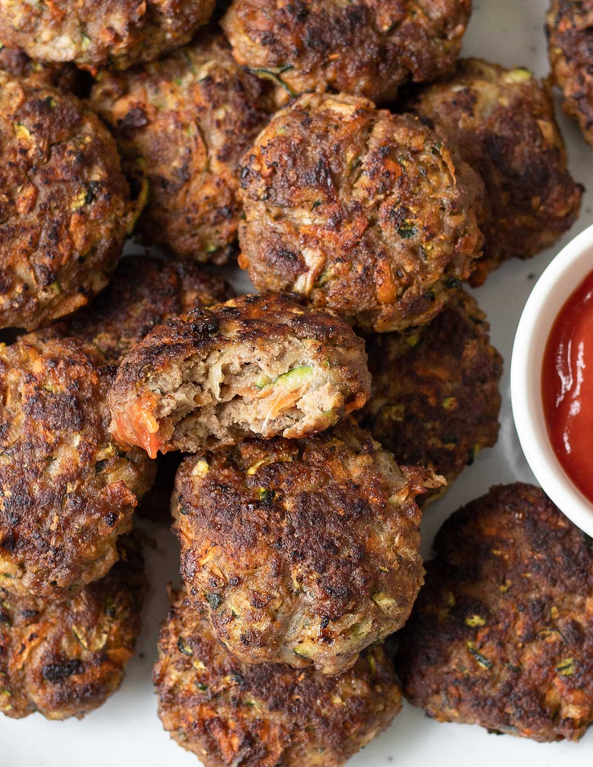 Beef Rissoles in a serving plate.